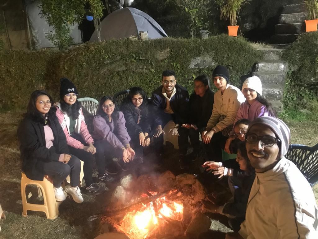 forest eco resort chopta campsite bonfire